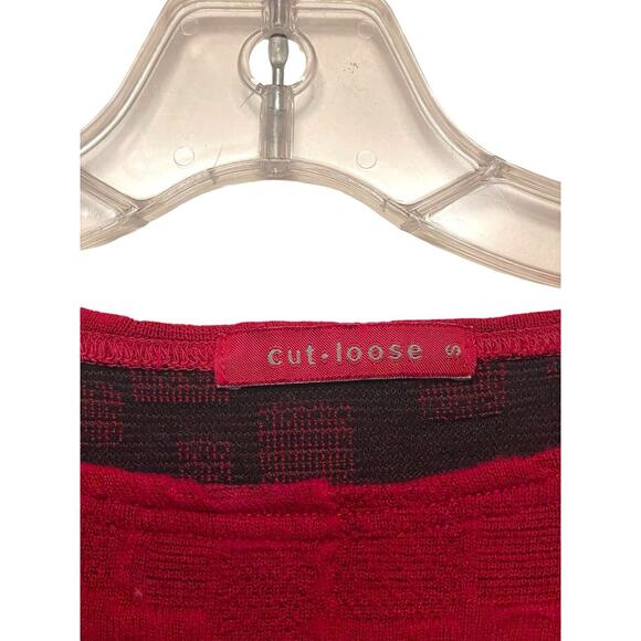 Cut Loose Long Sleeve Textured Knit Top Shirt Women Size‎ Small Red Funky Unique - Picture 4 of 7